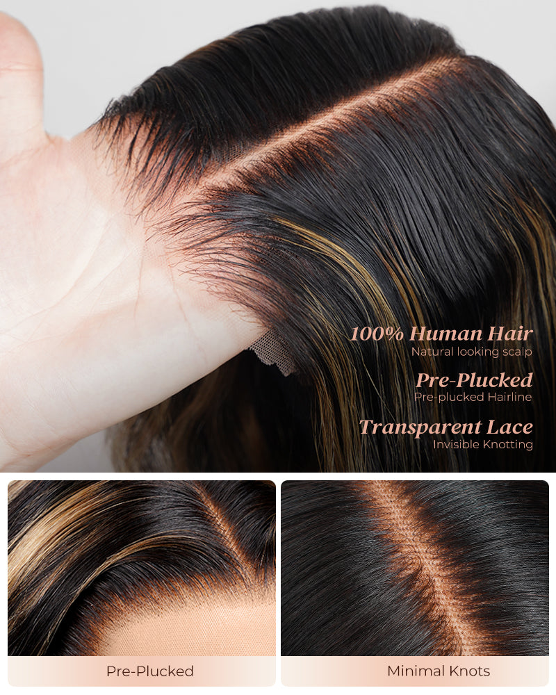 Pre-plucked lace wig with part in the middle
