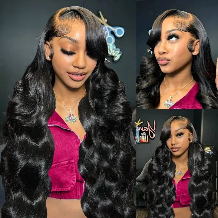【$299 = 2 WIGS】Arabella 13x4 Frontal Lace Body Wave Wig Invisible Knots Natural Black Realistic Hairline