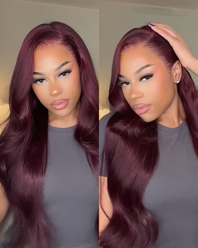 Arabella 13x6 Three-Go™ Dark Plum Glueless Wig Body Wave With Drawstring 100% Human Hair Wig
