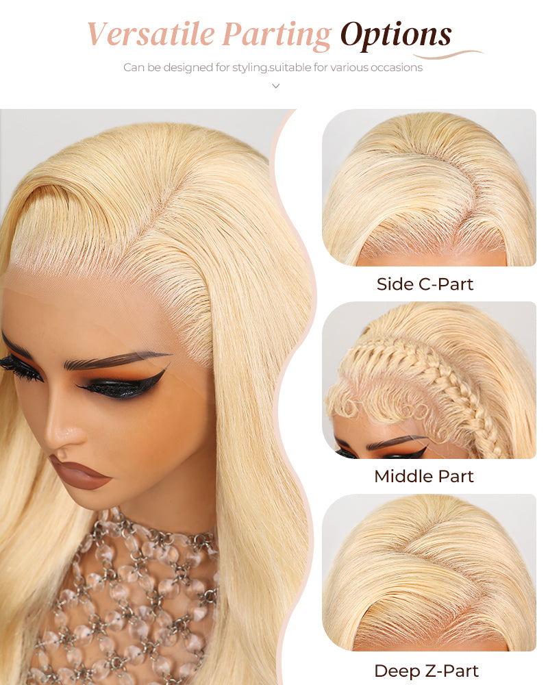 Arabella 13x4 Frontal Lace & 6x5 Invisible Knots Glueless 613 Blonde Body Wave Wig Invisible Knots Realistic Hairline