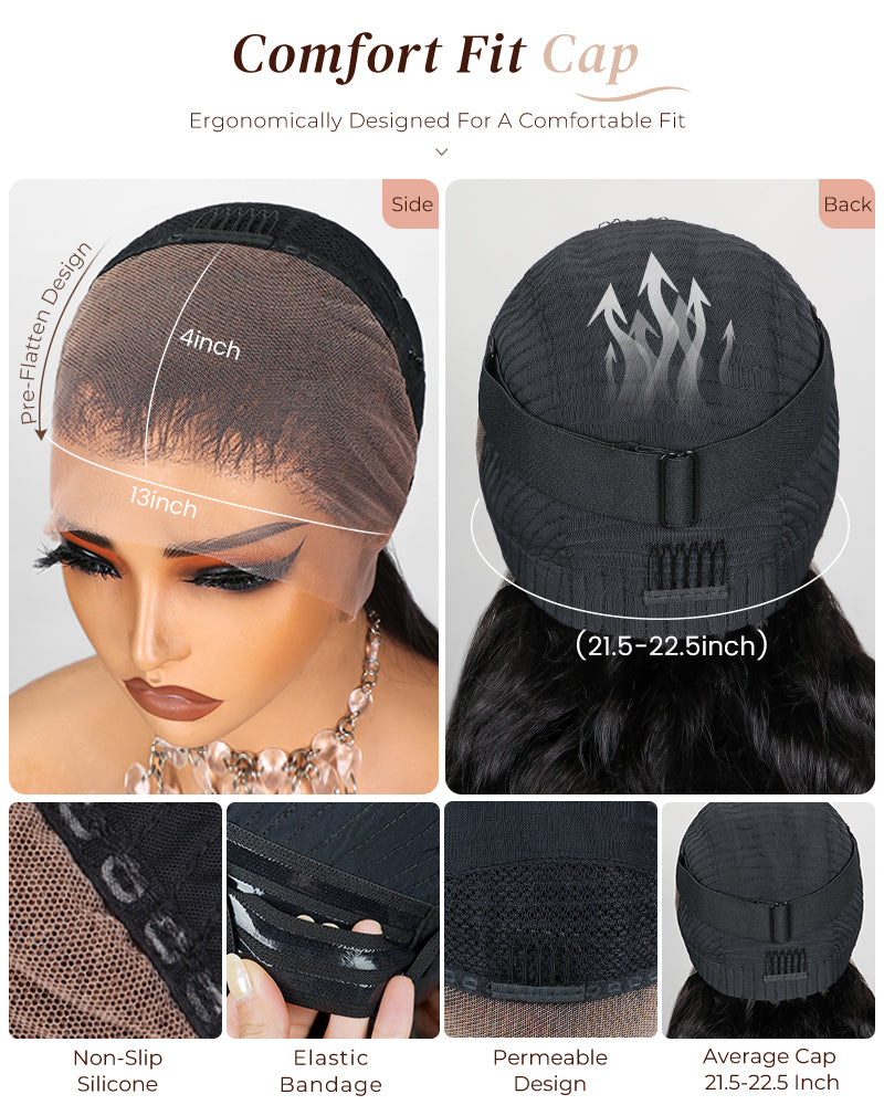 Arabella 13x4 Frontal Lace Jerry Curly Wig Invisible Knots Natural Black Realistic Hairline