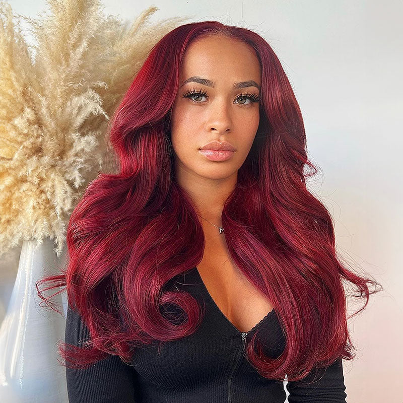 Arabella 6x5/13x4 Lace Glueless Burgundy 99J Straight Wig Pre-cut Lace Beginner Friendly