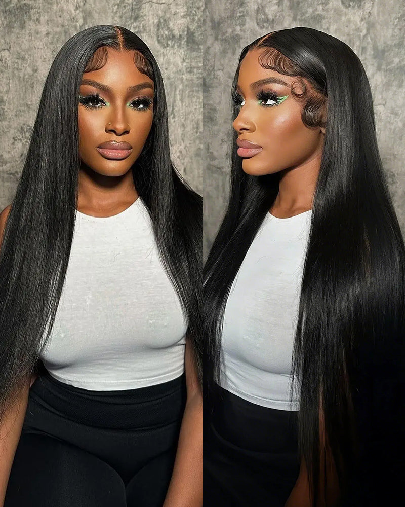 Arabella 【30" Super Sale】 6x5 invisible knots Glueless Natural Black Body Wave/Silky Straight Wig Pre-cut Lace