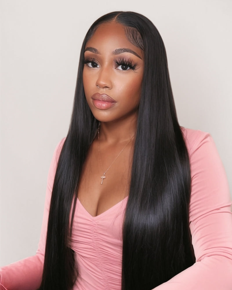 Arabella 【30" Super Sale】 6x5 Invisible Knots Glueless & 13x4 Lace Front Pre-Bleached Knots Natural Black Body Wave/Straight/Curly Human Hair Wig