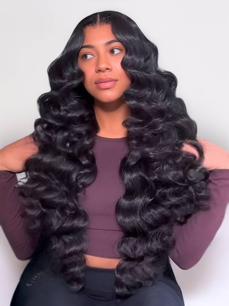 Arabella 360 Full Lace Glueless Loose Deep Wave Wig Invisi Drawstring Natural Black Pull & Go Classic 360 Lace