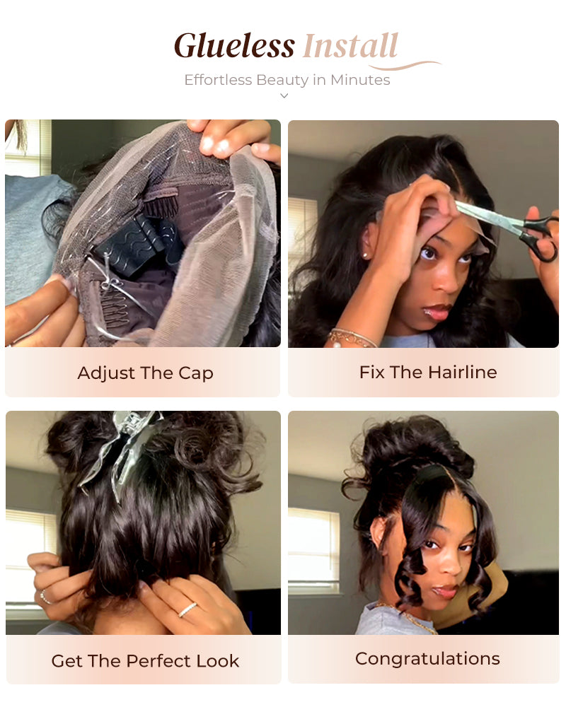 pull & go glueless install human hair wigs near me