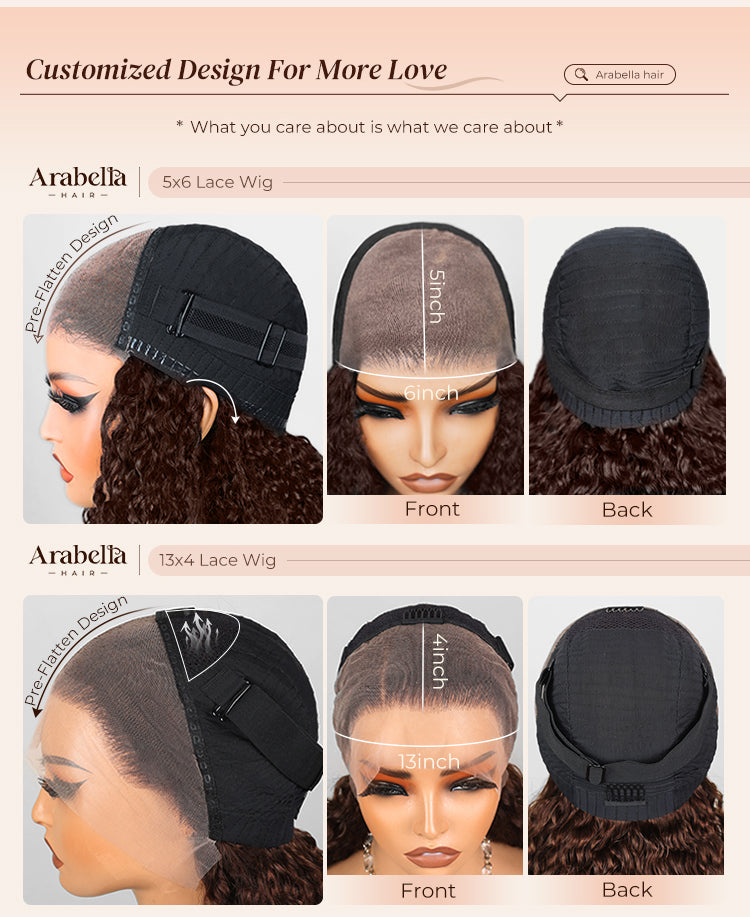 Arabella 6x5/13x4 Lace Glueless Loose Deep Wave Bob Wig Pre-cut Lace Natural Black Beginner Friendly