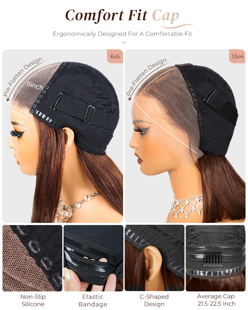 【BOGO】Limited Design Drak Brown Double Drawn Wavy Style Glueless 6x5 Pre-Cut Lace Human Hair Wigs
