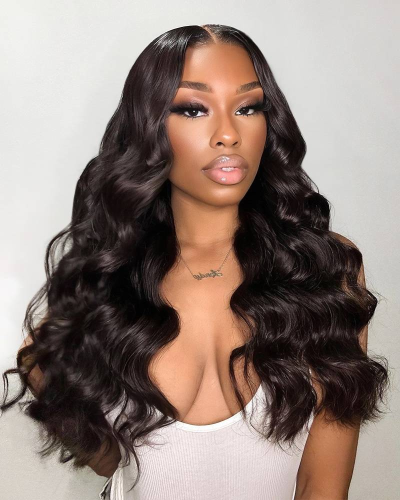 Arabella 4x4 Lace Closure Loose Deep Wave Wig Realistic Hairline Natural Black 100% Human Hair Wig