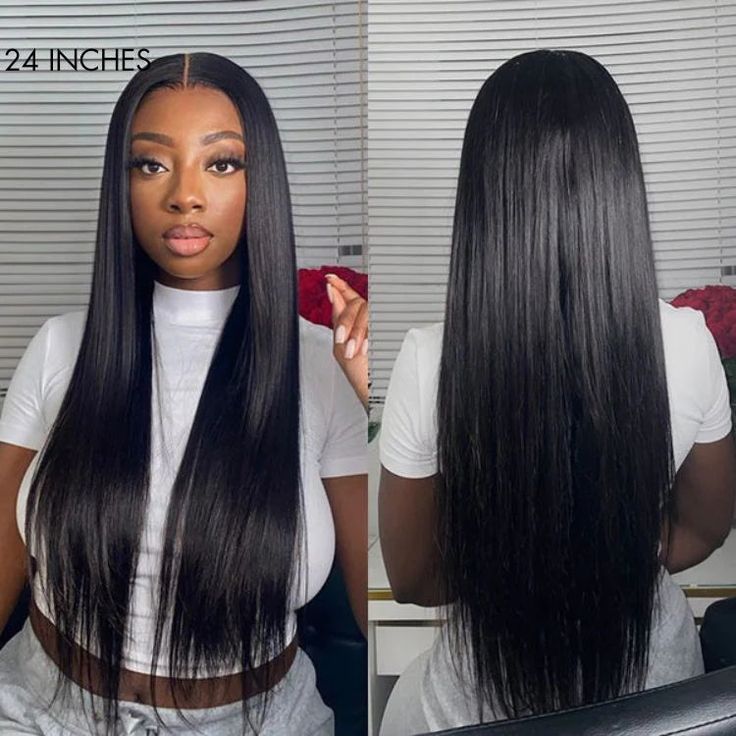 Arabella 6x5 invisible knots Glueless Silky Straight Wig Pre-cut Lace Natural Black Beginner Friendly