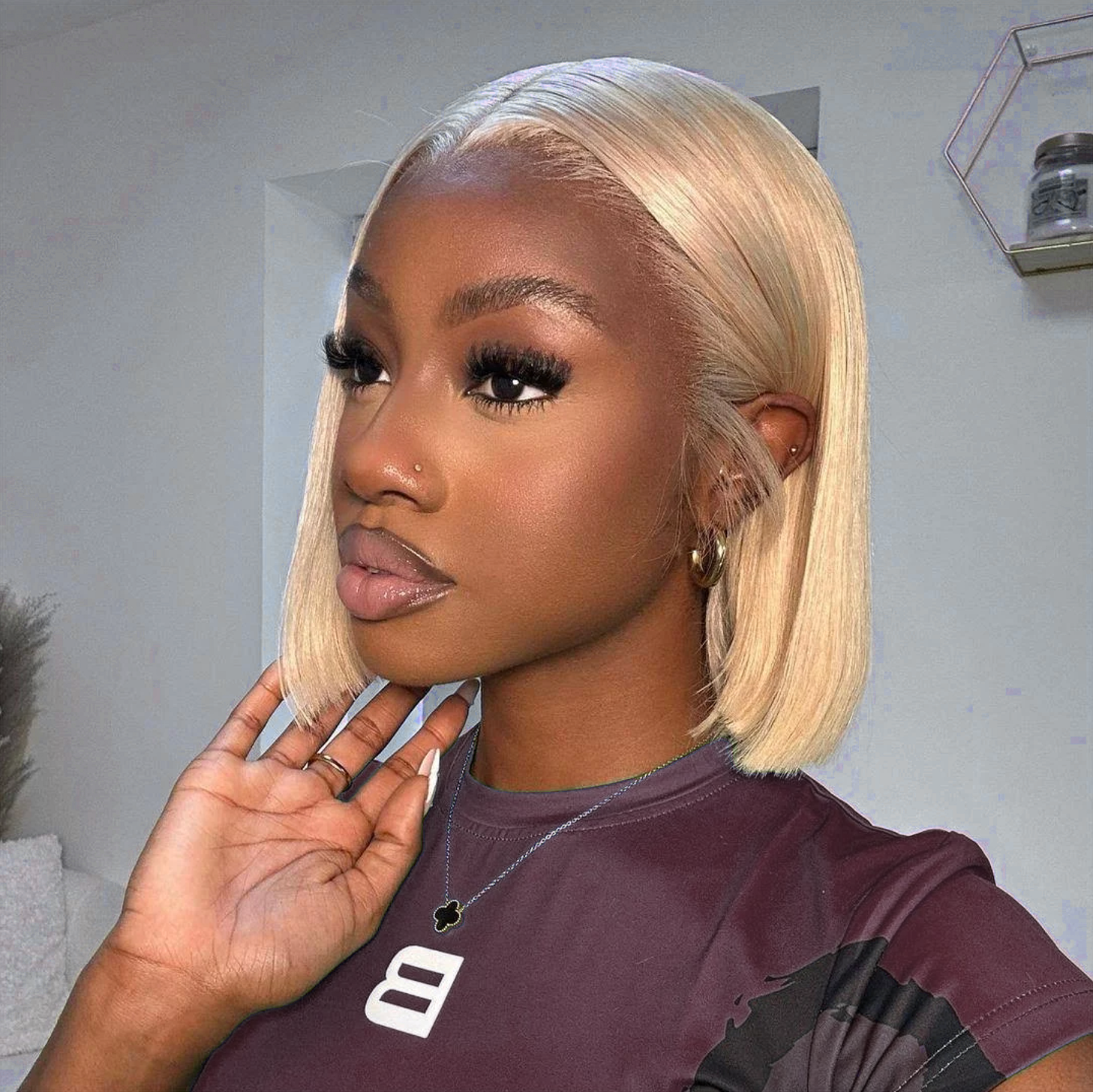 Arabella 6x5 Invisible Knots Glueless & 13x4 Frontal Lace Straight Bob Wig Pre-cut Lace 613 Blonde Beginner Friendly