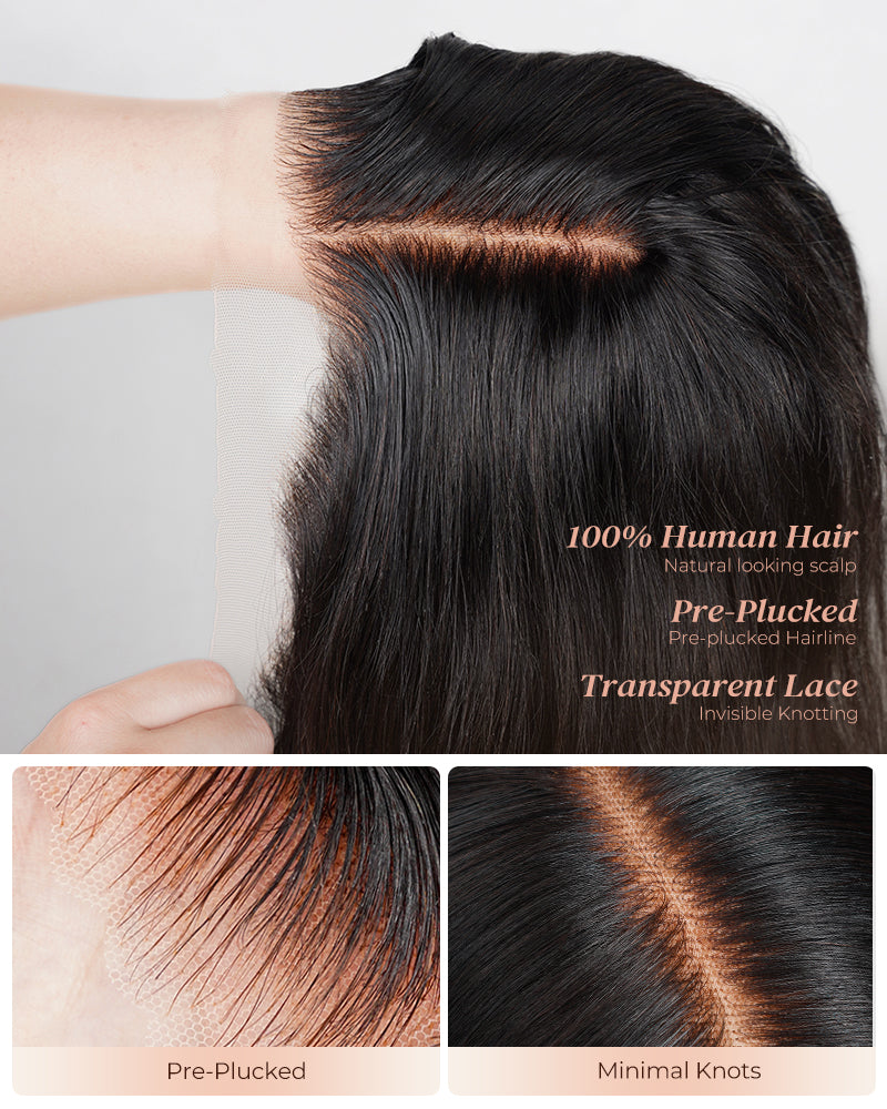 Arabella 13x4 Frontal Lace Body Wave/Silky Straight Wig Invisible Knots Natural Black Realistic Hairline