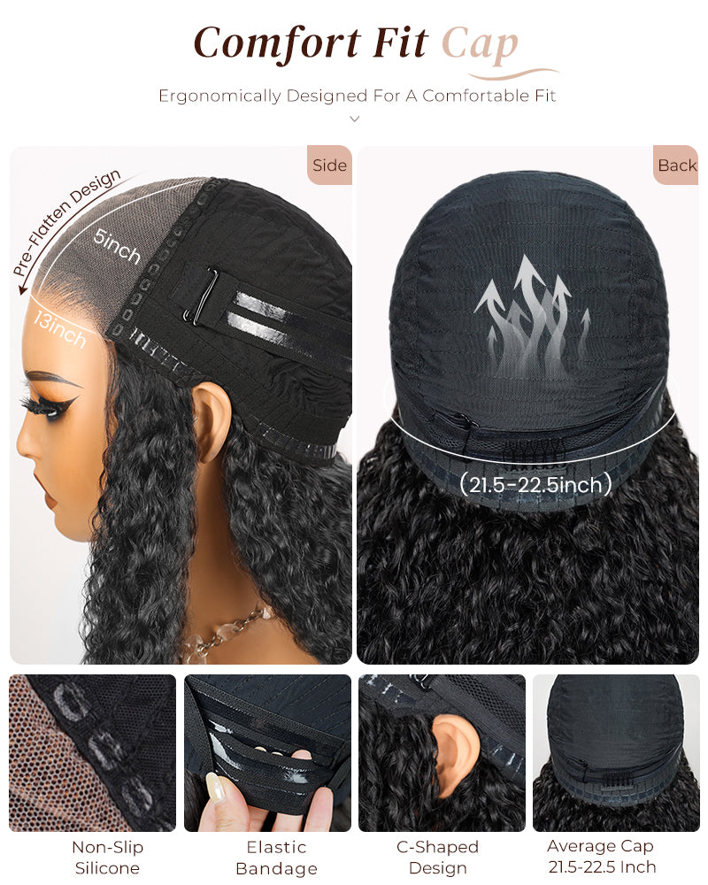 Arabella 6x5/13x4 Lace Glueless Loose Deep Wave Bob Wig Pre-cut Lace Natural Black Beginner Friendly