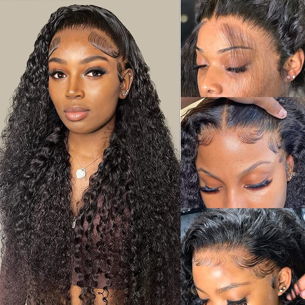 Arabella 360 Full Lace Glueless Deep Wave Wig Invisi Drawstring Natural Black Pull & Go