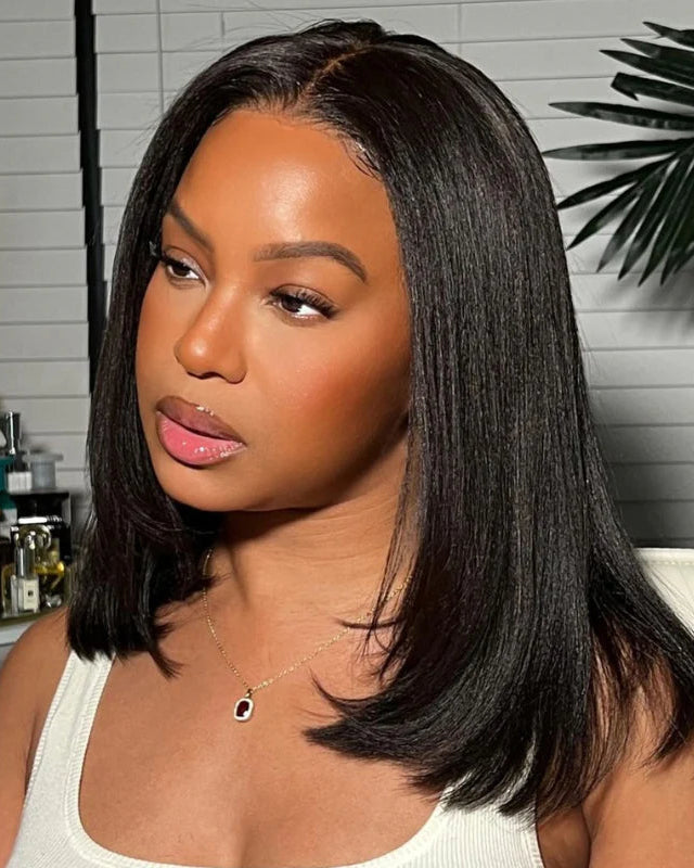 Arabella 13x6 Three-Go™ 250% Density Straight Bob Invisible Knots Natural Black Glueless Beginner Friendly