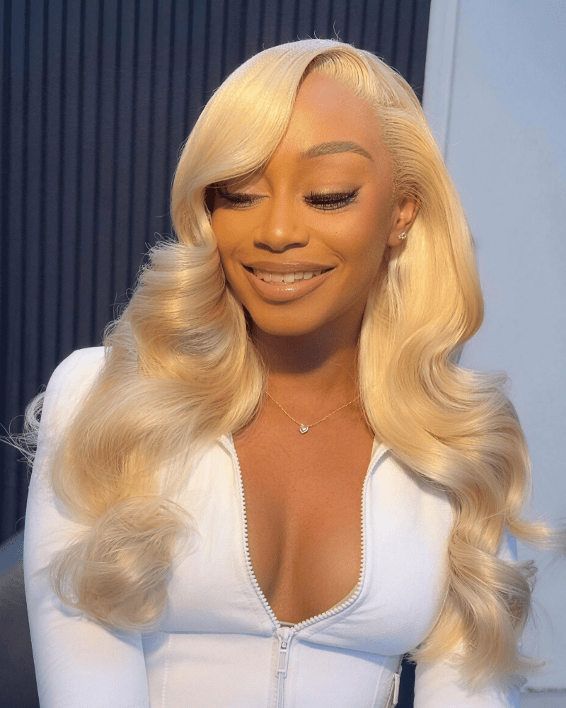 Arabella 13x4 Frontal Lace & 6x5 Invisible Knots Glueless 613 Blonde Body Wave Wig Invisible Knots Realistic Hairline