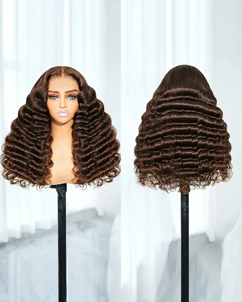 Arabella 13x6 Three-Go™ Glueless Wig Loose Deep Wave With Drawstring Chocolate Brown 100% Human Hair Wig