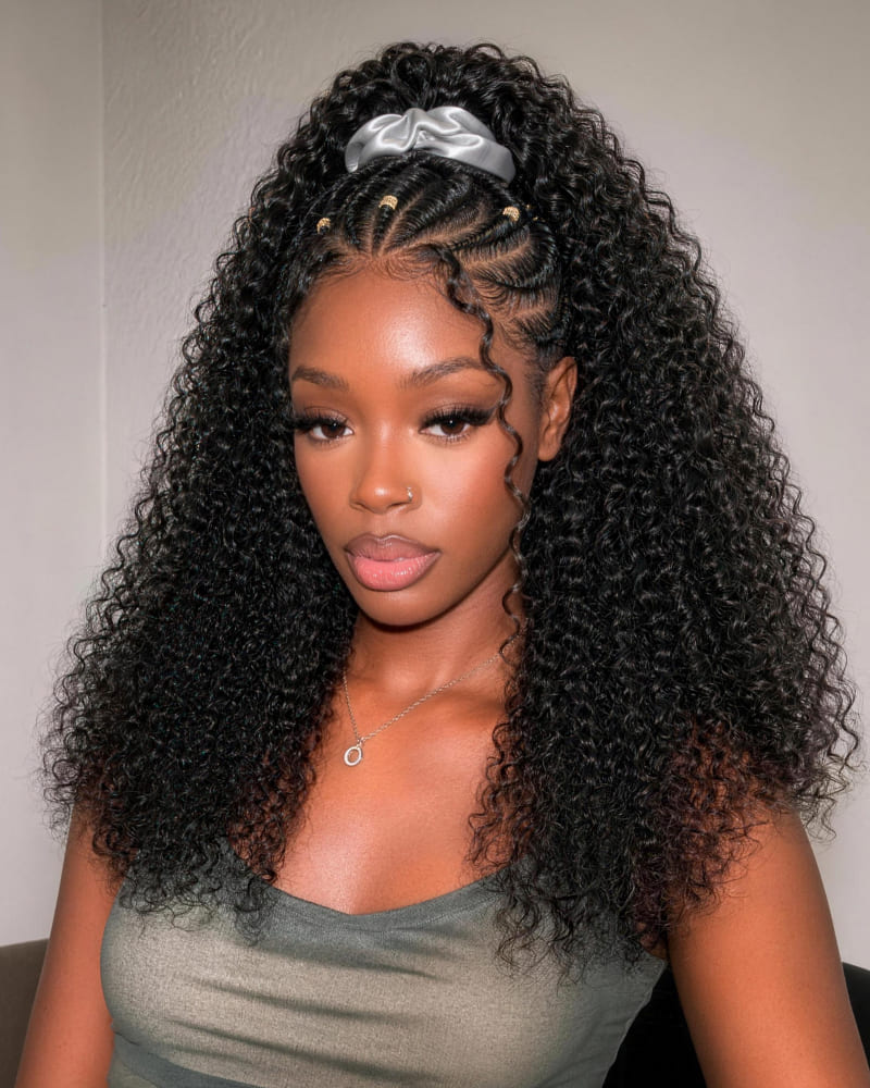 Arabella Afro Kinky Curly Ponytail Natural Black Hair Extensions Instant Volume 100% Human Hair