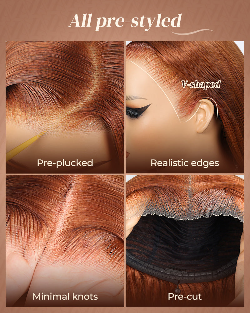 000Value Set | Arabella 13x6 Three-Go™ Auburn Highlights Brown Hair Glueless Wig Loose Body Wave With Drawstring