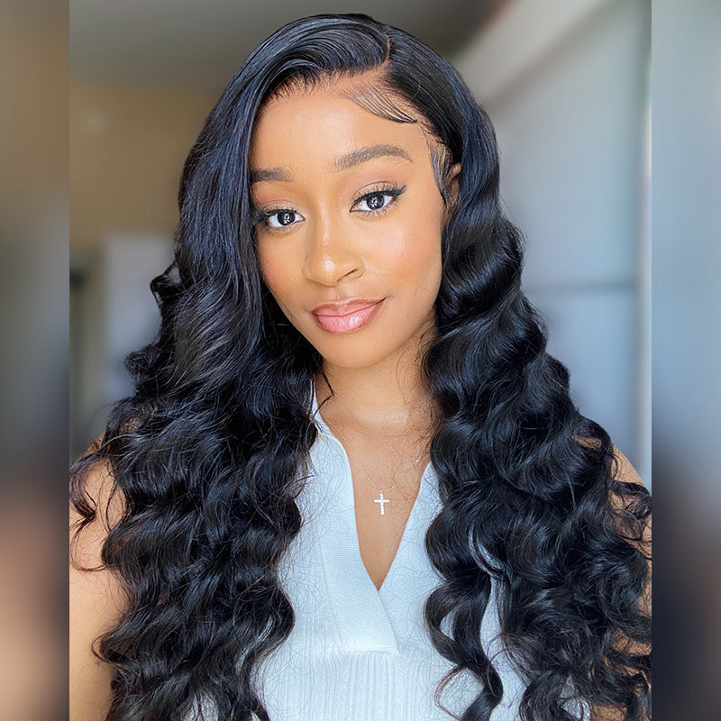 Arabella 360 Full Lace Glueless Loose Deep Wave Wig Invisi Drawstring Natural Black Pull & Go
