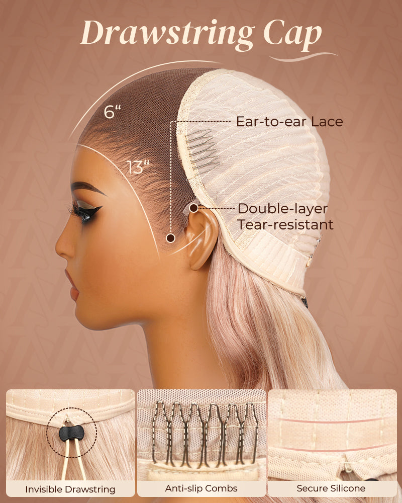 Arabella 13x6 Pre-All Glueless Ash Blonde Ombre Loose Body Wave/Silky Straight Wig Invisible Knots Realistic Hairline