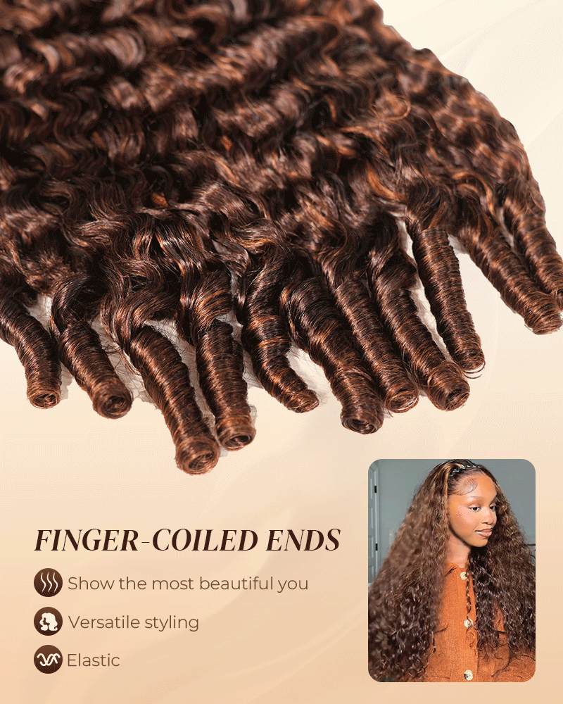 【$299 = 2 WIGS】Arabella 13x6 Three-Go™ Glueless Wig Dark Brown Highlights Burmese Curly With Drawstring