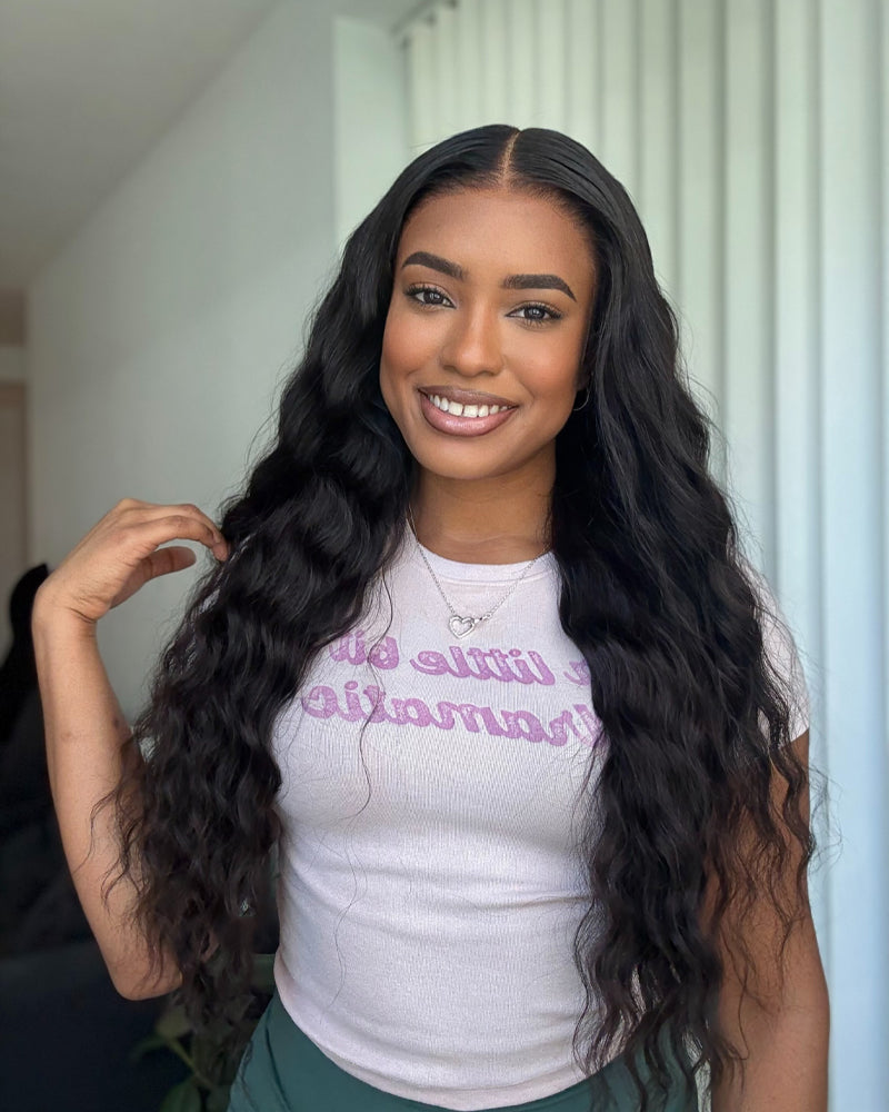 Arabella 13x6 Three-Go™ Glueless Extra Long Wig Bohemian Curl With Drawstring Natural Black 100% Human Hair Wig
