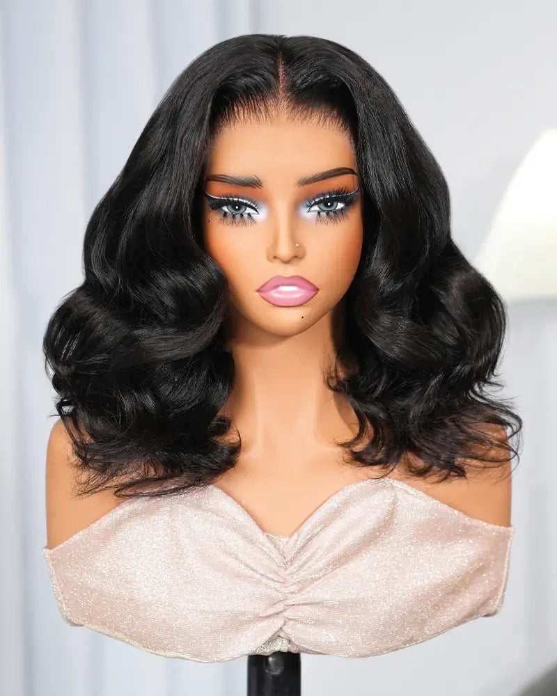 Arabella 13x6 Three-Go™ 250% Density Straight Bob Invisible Knots Natural Black Glueless Beginner Friendly Body Wave