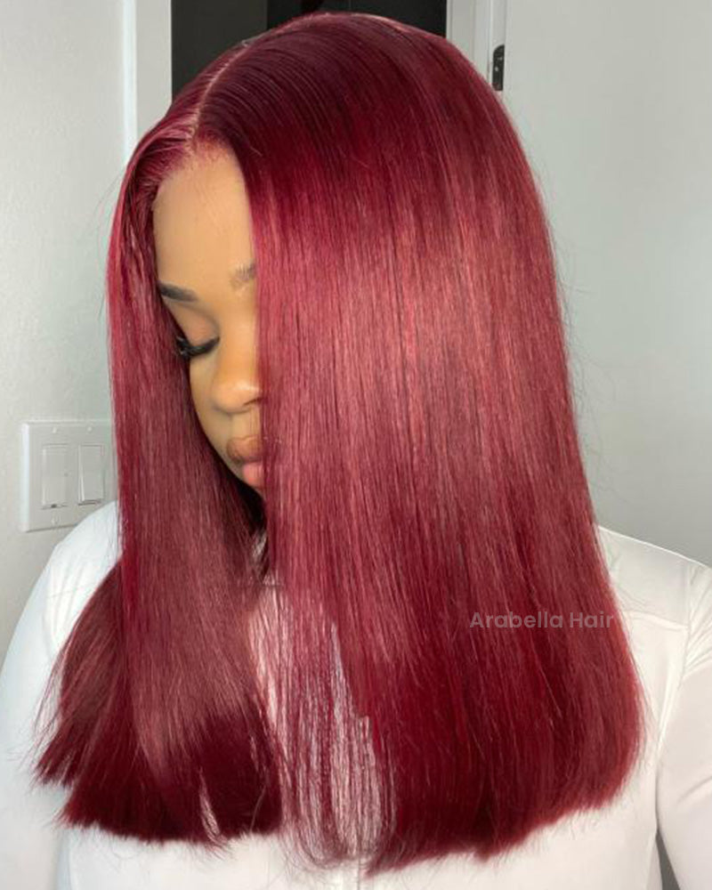 Arabella 6x5 invisible knots Glueless Burgundy Straight Wig Pre-cut Lace Beginner Friendly