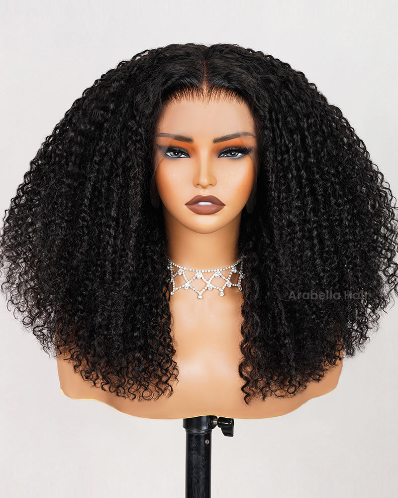 Arabella 6x5/13x4 Lace Glueless Jerry Curly Wig Pre-cut Lace Natural Black Beginner Friendly