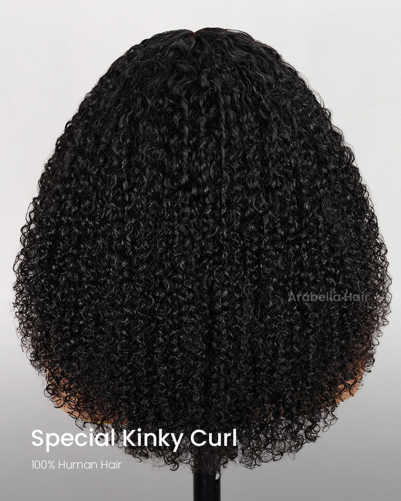 Arabella 6x5/13x4 Lace Glueless Jerry Curly Wig Pre-cut Lace Natural Black Beginner Friendly