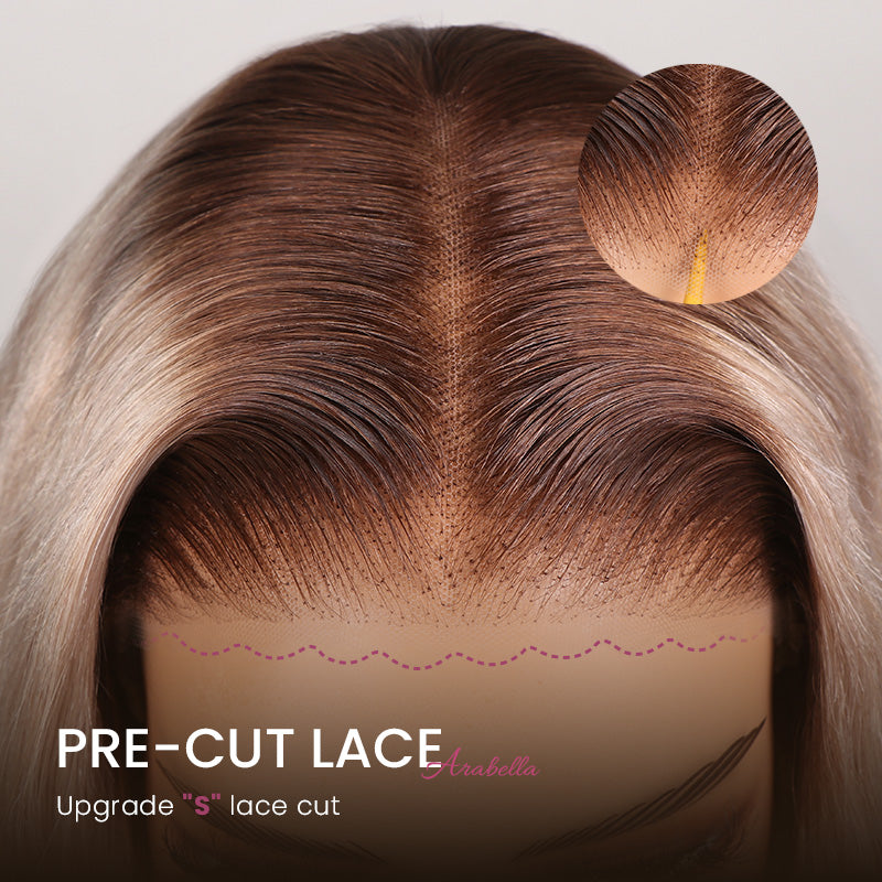 【BOGO】Limited Design Ash Blonde Ombre Colored Easy-Wear Glueless 6x5 Pre-Cut Lace Human Hair Wigs