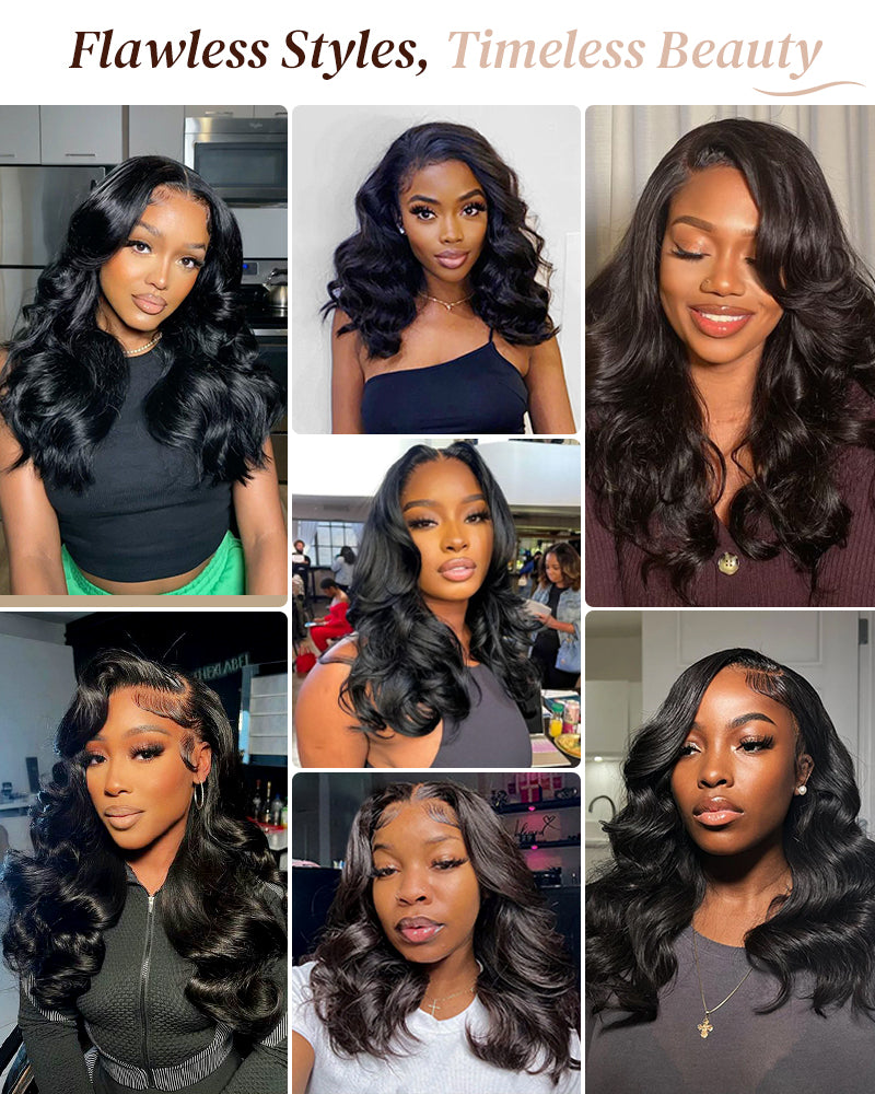 【BOGO】Glueless Natural Black Wavy Blowout 6x5 Pre-Cut Lace Human Hair Wigs