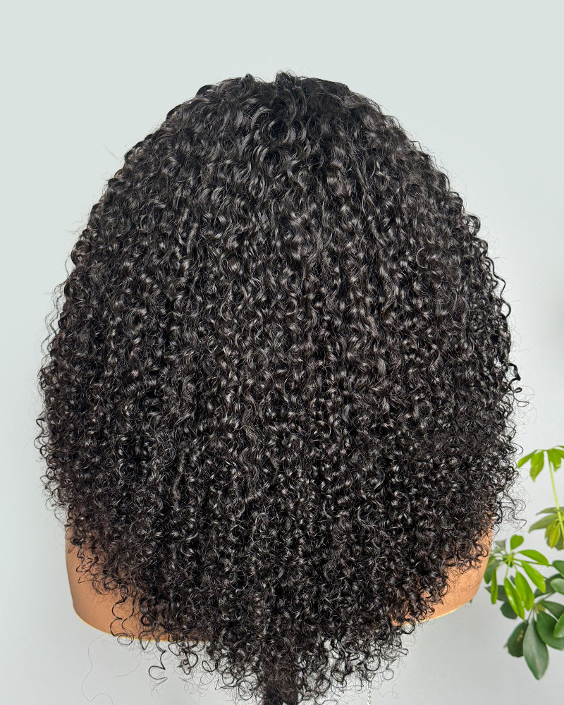 Arabella 6 Inches Deep Part Natural Black Jerry Curly Wig 100% human hair wig