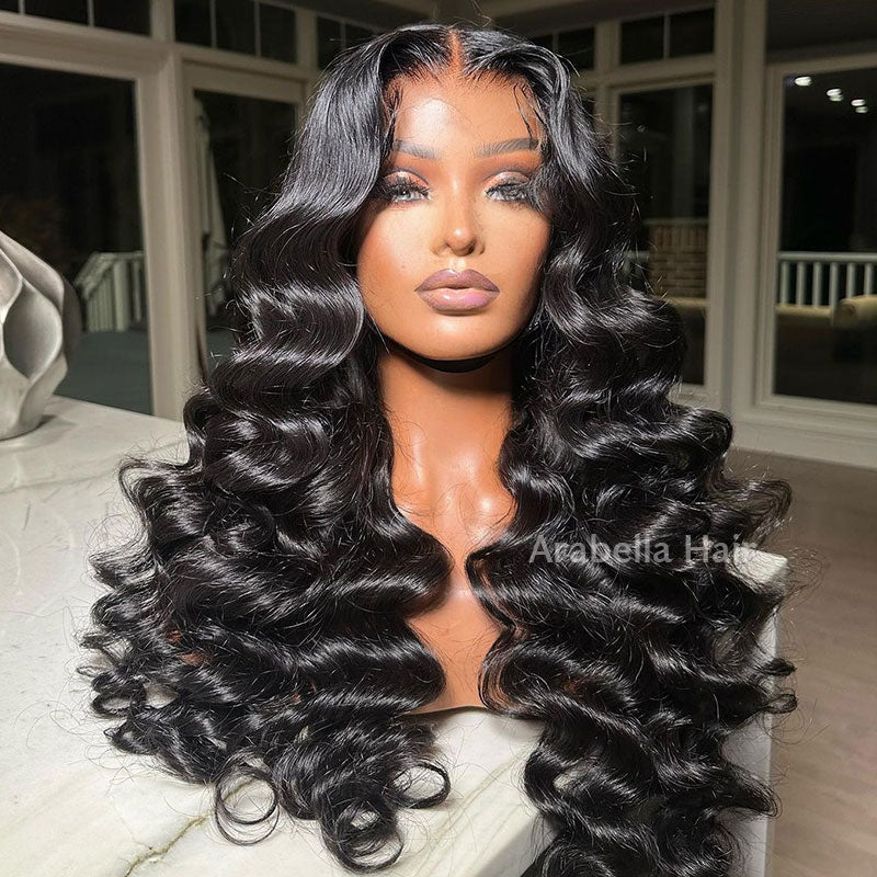 Arabella 360 Full Lace Glueless Loose Deep Wave Wig Invisi Drawstring Natural Black Pull & Go