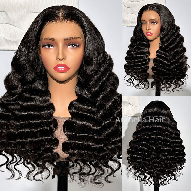 Arabella 360 Full Lace Glueless Loose Deep Wave Wig Invisi Drawstring Natural Black Pull & Go