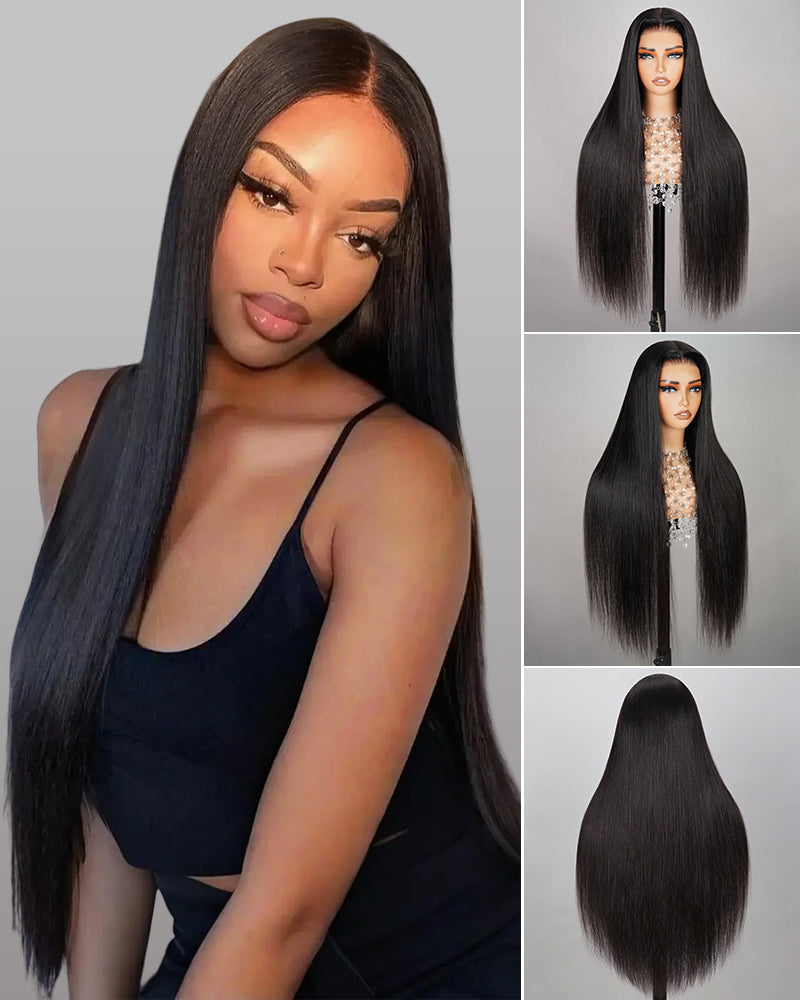 Arabella 6x5 Invisible Knots Glueless & 13x4 Frontal Lace Silky Straight Wig Pre-cut Lace Natural Black Beginner Friendly