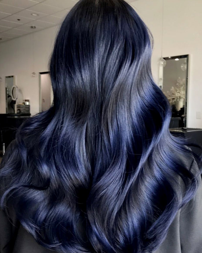 Navy blue human hair wig, 13x6 glueless lace front loose body wave | Arabella Hair