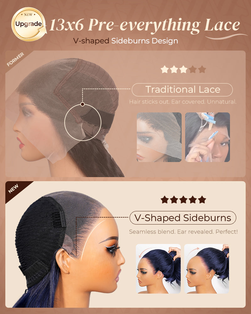 Glueless lace front human hair wig, midnight blue loose body wave 13x6 | Arabella Hair