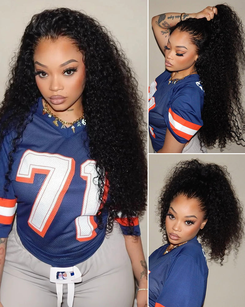 Arabella 13x6 Three-Go™ Glueless Wig Water Wave With Drawstring Natural Black 100% Human Hair Wig