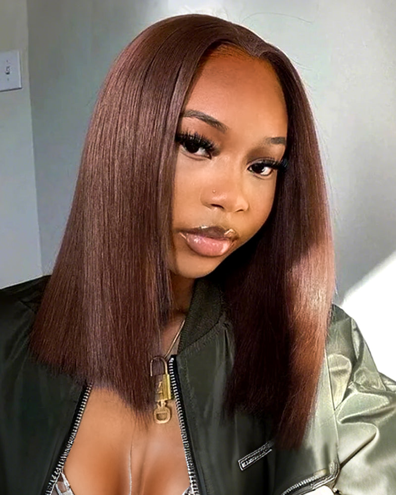 $100-$50 | Arabella 13x6 Pre-Everything Glueless/6x5 Invisible Knots Chocolate Brown Silky Straight/Water Wave Wig