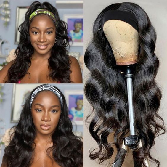【BOGO】Headband Body Wave Natural Black Glueless Human Hair Wig
