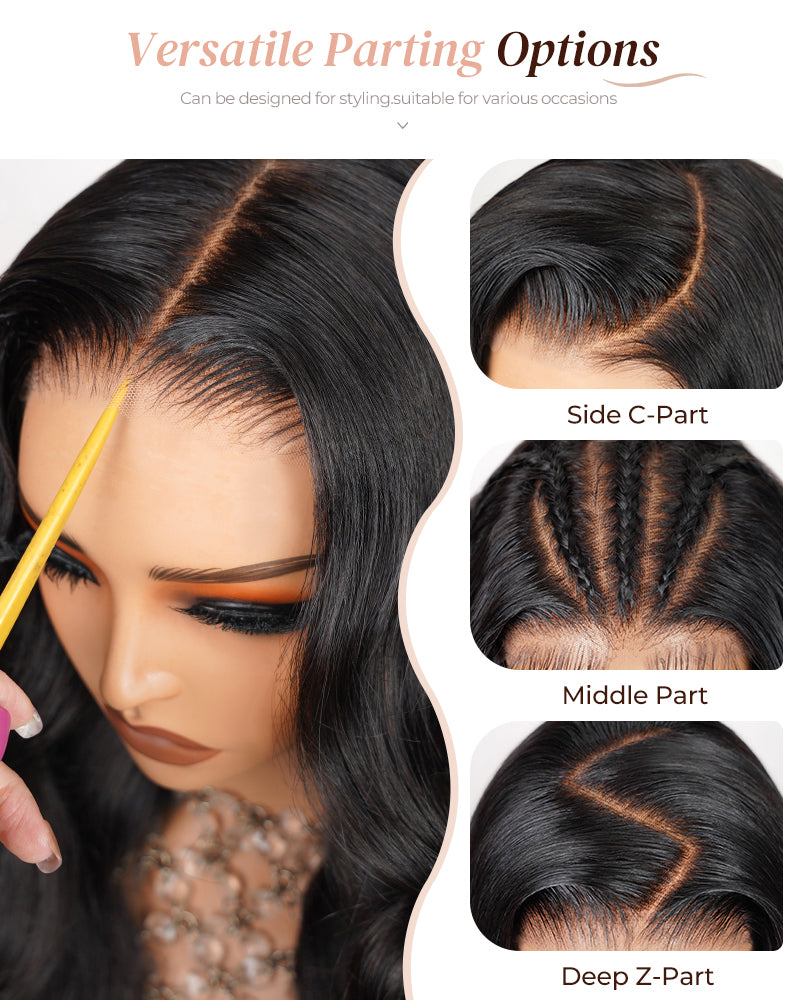 Arabella Hair 13x4 lace frontal human hair wig with free part, wear it side part or middle part for versatile styling