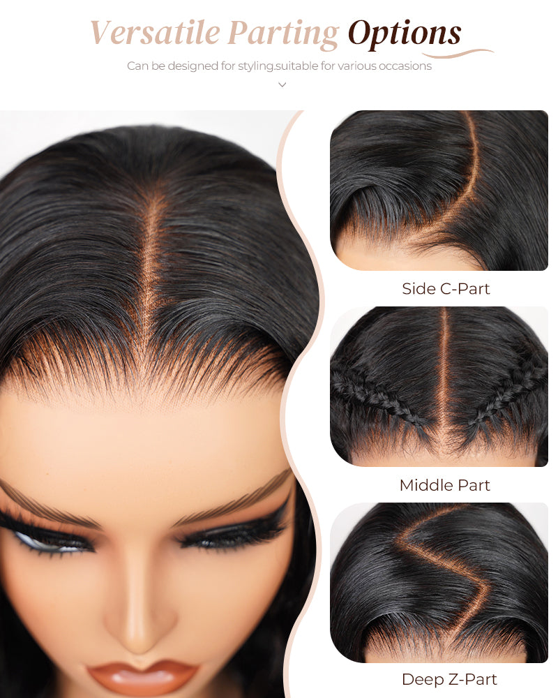 【BOGO】Glueless Natural Black Wavy Blowout 6x5 Pre-Cut Lace Human Hair Wigs