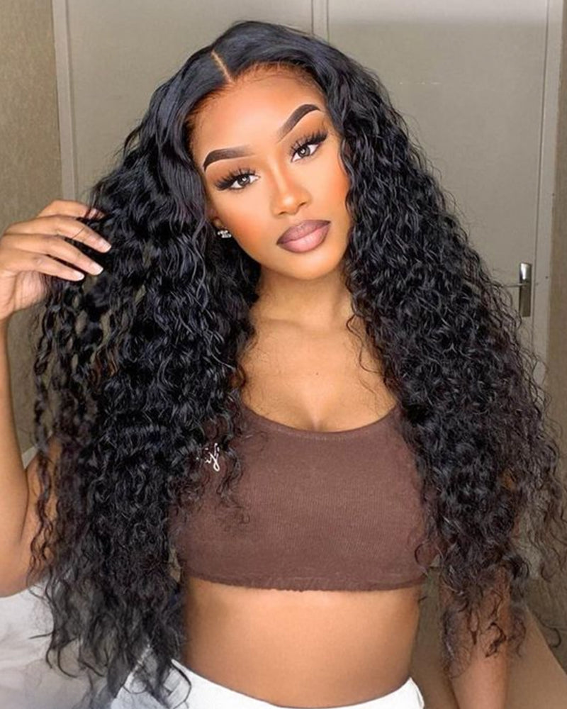 Arabella T-Part Lace Glueless Water Wave Wig Natural Black Clip & Go
