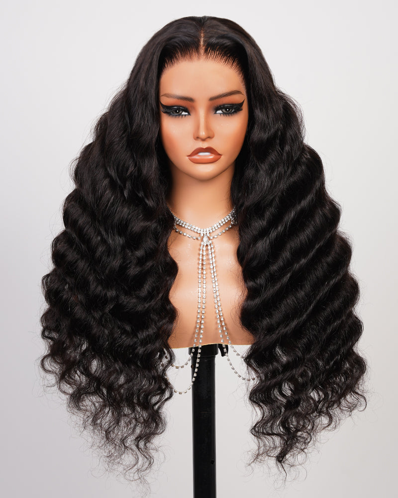Arabella 13x6 Three-Go™ Glueless Wig Loose Deep Wave With Drawstring Natural Black 100% Human Hair Wig