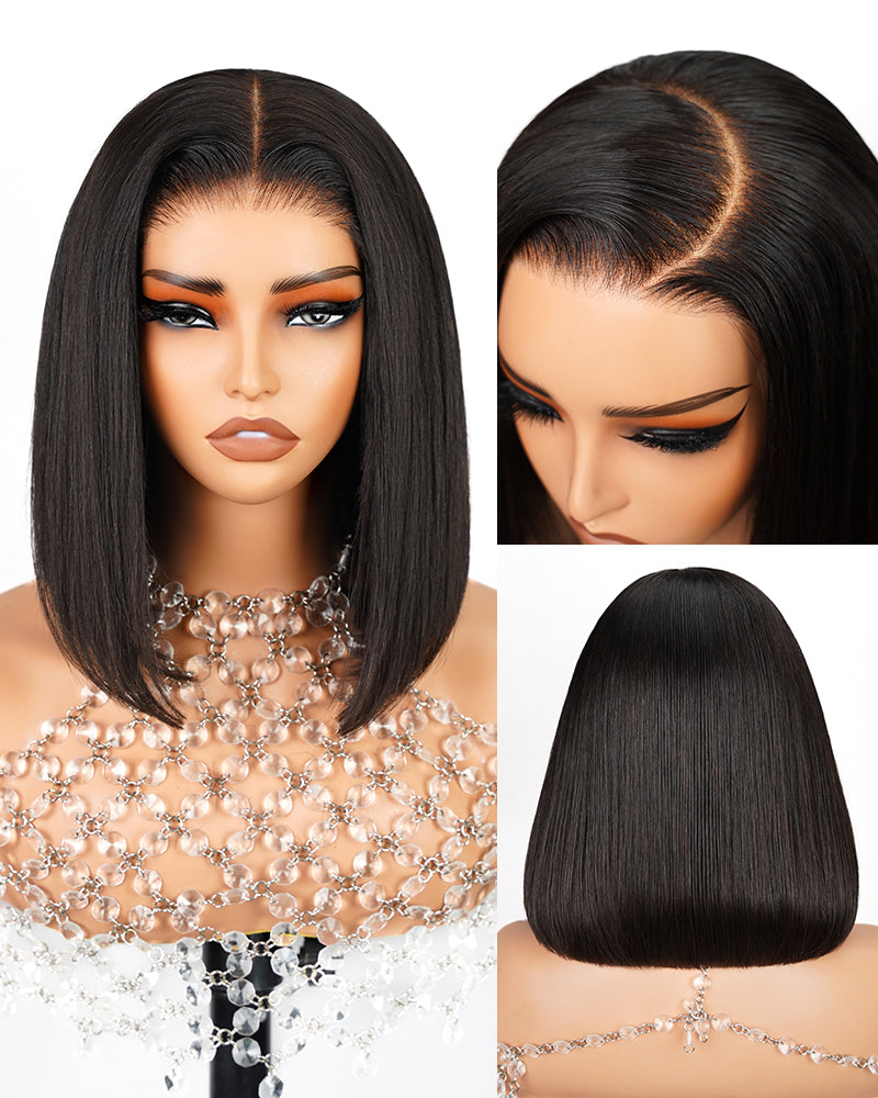 Arabella 6x5 Invisible Knots Glueless & 13x4 Frontal Lace Straight Bob Wig Pre-cut Lace 613 Blonde Beginner Friendly