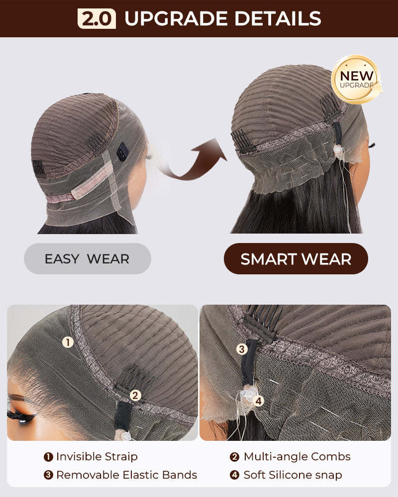 Arabella 360 Full Lace Glueless Auburn Highlights on Black Hair Body Wave Wig Invisi Drawstring Pull & Go