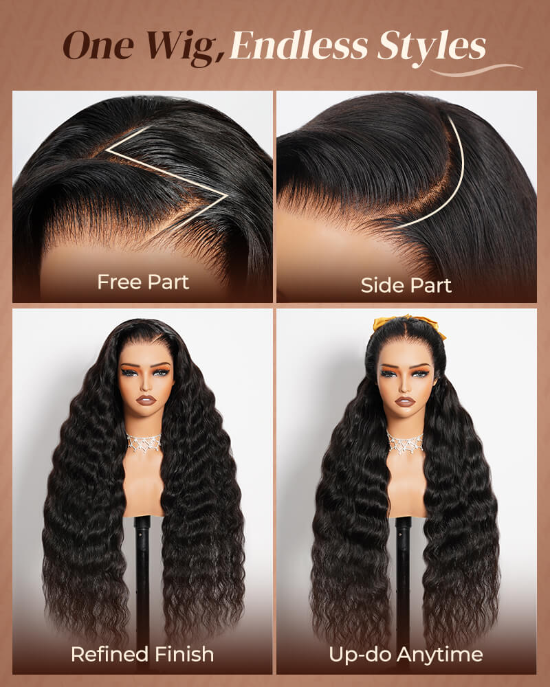 【$299 = 2 WIGS】Arabella 13x6 Three-Go™ Glueless Wig Loose Deep Wave With Drawstring Natural Black 100% Human Hair Wig