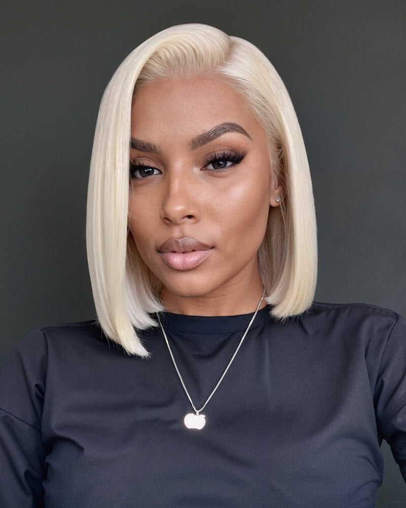 Arabella 6x5 Invisible Knots Glueless & 13x4 Frontal Lace Straight Bob Wig Pre-cut Lace 613 Blonde Beginner Friendly